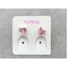 Гвоздики Xuping 5 мм цвет 18к с розовым стразом