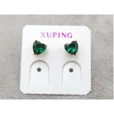 Гвоздики Xuping с зеленим стразом 5 мм колір 18к