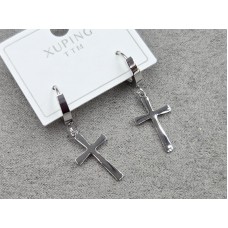 Серьги ТТМ Xuping 12*20 мм высота 34 мм круглый замок нержавеющая сталь