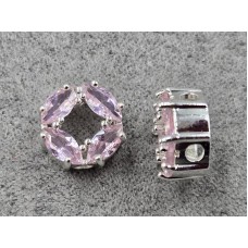 Бусина 10 мм с розовыми стразами цвет серебро (гиппоаллергенный сплав)