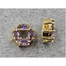 Бусина 10 мм с аметистовыми стразами цвет золото (гиппоаллергенный сплав)