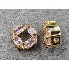 Бусина 10 мм с розовыми стразами цвет золото (гиппоаллергенный сплав)