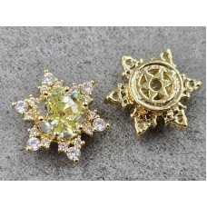 Бусина 14 мм с салатовым стразом цвет золото (гиппоаллергенный сплав)