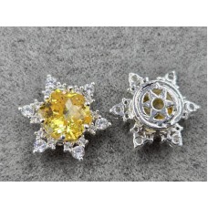 Бусина 14 мм с темно желтым стразом цвет золото (гиппоаллергенный сплав)