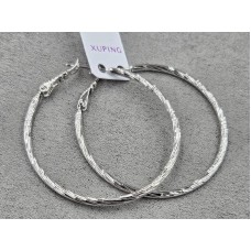 Серьги кольца Xuping 2 мм высота 40 мм родий