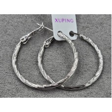 Серьги кольца  Xuping 2 мм высота 30 мм родий