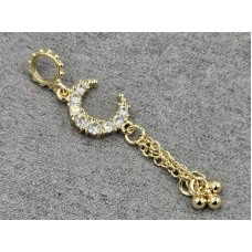 Рондель 1,4*7,6 мм отв. 4,5 мм з підвіскою 11 мм висота 38 мм колір лимонне золото (гіпоалергений сплав)