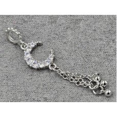 Рондель 1,4*7,6 мм отв. 4,5 мм з підвіскою 11 мм висота 38 мм колір сталь (гіпоалергений сплав)