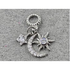 Рондель 2*8 мм отв. 4 мм з підвісками 2*11 мм + 9 мм +6 мм колір сталь (гіпоалергений сплав)