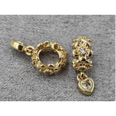 Рондель 5*9 мм отв. 4,6 мм з підвіскою 4 мм колір лимонне золото (гіпоалергений сплав)