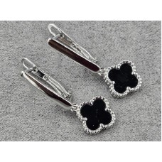 Серьги клевер 11 мм высота 30 мм цвет сталь (мед. сплав)
