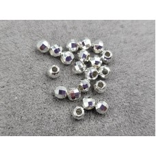 Бусины шарики грань 4 мм цвет серебро 20 штук (гиппоаллергенный сплав)