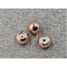 Рондель 6*5 мм 10 шт із заглушкою колір рожеве золото (гіпоалергений сплав)