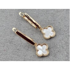 Серьги клевер 11 мм высота 30 мм цвет золото (мед. сплав)