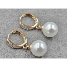 Серьги Xuping 10 мм высота 26 мм круглый замок цвет 18к