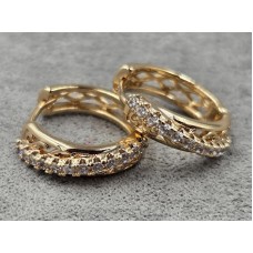 Серьги Xuping 4 мм высота 16 мм круглый замок цвет 18к