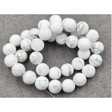 Кахолонг (магнезит) 10 мм матовый длина 36-37 см