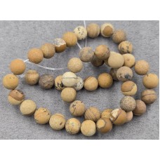 Яшма 8,2-8,4 мм пейзажная матовая длина 36-37 см