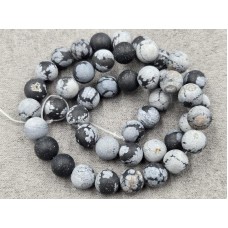 Обсидиан снежный 8,7-8,9 мм матовый длина 37-38 см