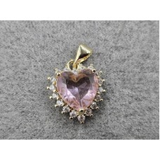 Підвіска серце 15 мм рожеве колір лимонне золото (гіпоалергений сплав)