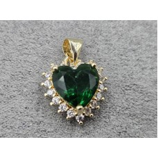 Підвіска серце 15 мм зелене колір лимонне золото (гіпоалергений сплав)