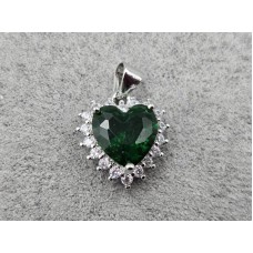 Підвіска серце 15 мм зелене колір сталь (гіпоалергений сплав)