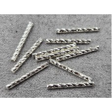 Трубочка 1,5*15 мм 10 шт цвет серебро (гиппоаллергенный сплав)