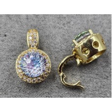 Подвеска-бейл 11*19 мм с фиолетовым стразом  цвет золото (гиппоаллергенный сплав)