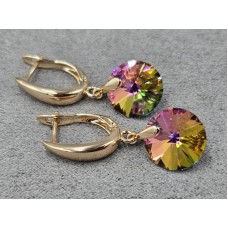 Серьги Xuping 12 мм высота 32 мм английский замок цвет 18к