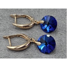 Серьги Xuping 12 мм высота 32 мм цвет 18к