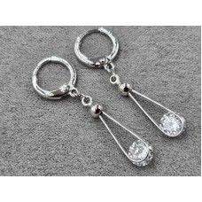 Сережки Xuping 6*22 мм висота 38 мм круглий замок родій