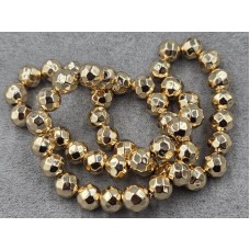 Гематит куля 8 мм грань колір золото довжина 39 см