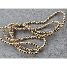 Гематит куля 2,5 мм грань колір золото довжина 38 см