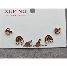 Гвоздики комплект Xuping  3 пары 7-8 мм цвет 18к