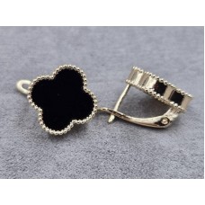 Серьги клевер 16 мм цвет золото (мед. сплав)