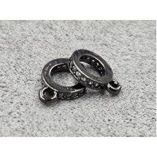 Бейл 2*8 мм колір чорний з чорними стразами (гіпоалергений сплав)