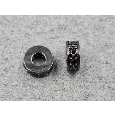 Рондель 3*7 мм колір чорний з чорними стразами (гіпоалергений сплав)