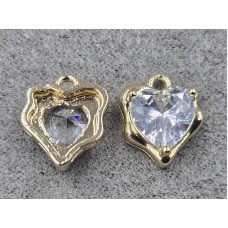 Підвіска серце 11*13 мм колір золото з прозорим стразом (гіпоалергений сплав)