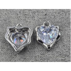 Підвіска серце 11*13 мм колір сталь з прозорим стразом (гіпоалергений сплав)