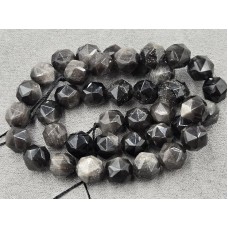 Обсидіан сірий 9 мм багатогранник довжина 38-39 см