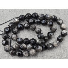 Обсидіан сірий 8 мм багатогранник довжина 37-38 см