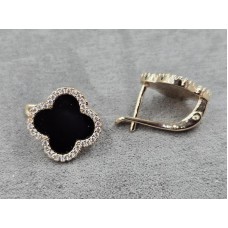 Сережки конюшина 16 мм колір золото (мед. сплав)