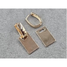 Сережки 10*18 мм висота 30 мм колір золото (мед. сплав)