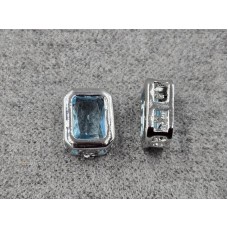 Бусина 7*9*4 мм з блакитним стразом колір сталь (гіпоалергений сплав)