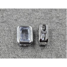 Бусина 7*9*4 мм з прозорим стразом колір сталь (гіпоалергений сплав)