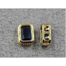 Бусина 7*9*4 мм з чорним стразом колір золото (гіпоалергений сплав)