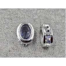 Бусина 7*9*4 мм з аметистовим стразом колір сталь (гіпоалергений сплав)