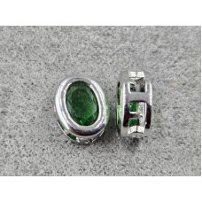Бусина 7*9*4 мм с зеленим стразом колір сталь (гіпоалергений сплав)