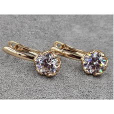 Сережки Xuping 9 мм висота 22 мм англійський замок колір золото 18к