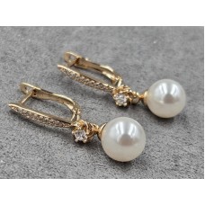 Сережки Xuping 9 мм висота 31мм англійський замок колір золото 18к